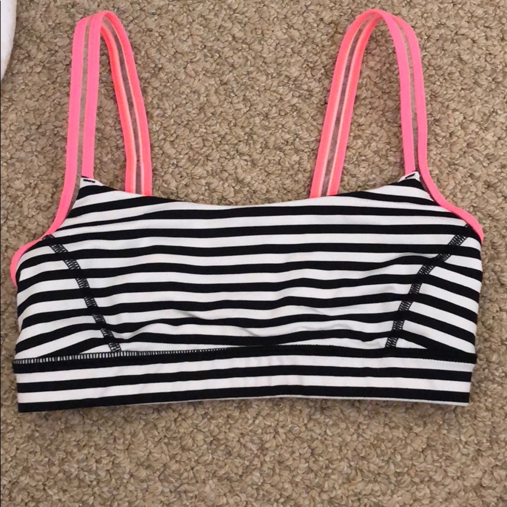 Lululemon Black and White Striped Bra